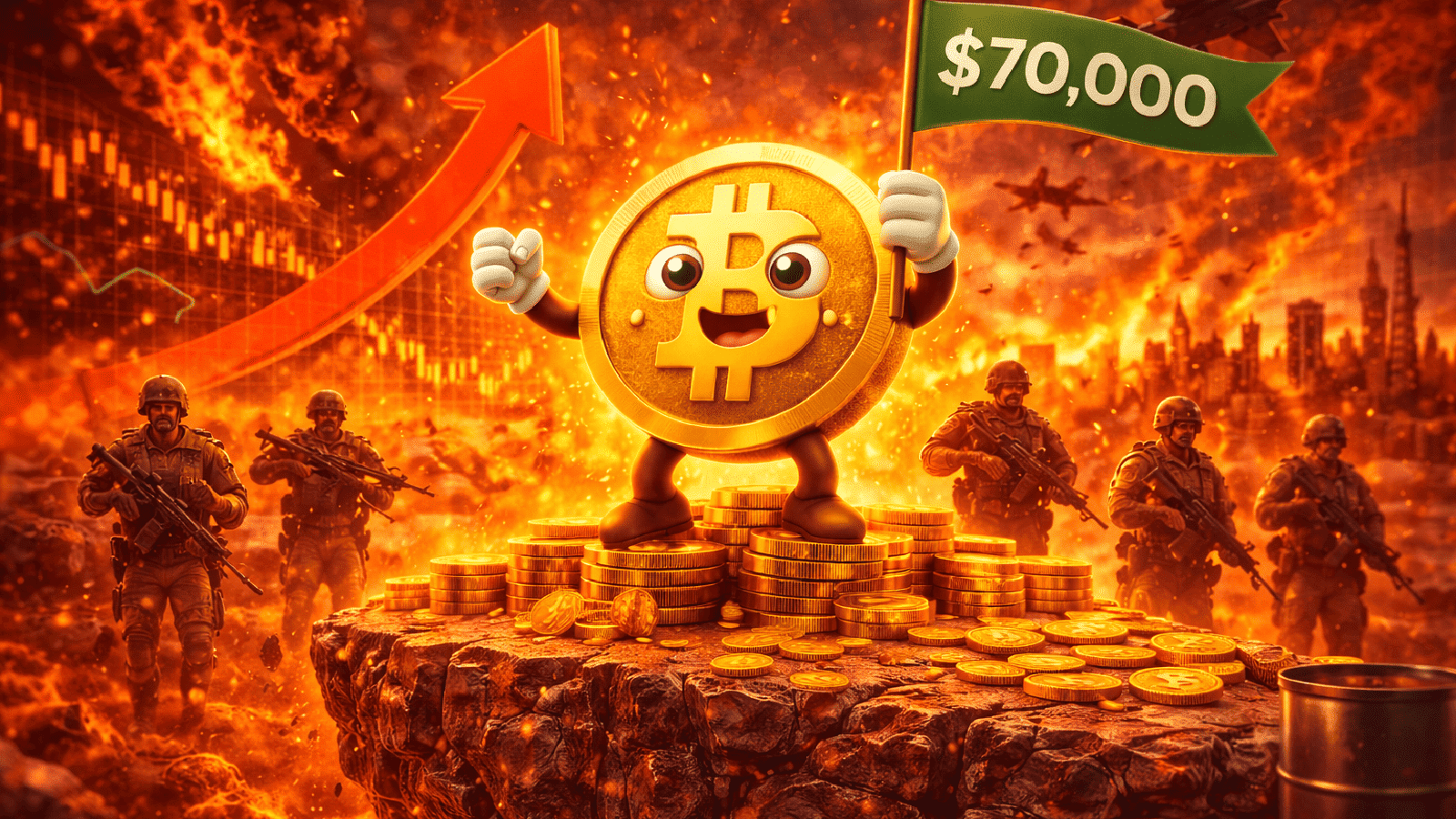 Bitcoin se aproxima de US$ 70.000 em cenário de tensão para ativos de risco