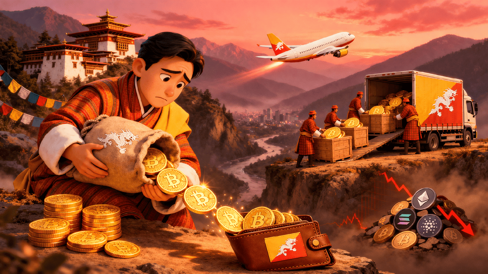 Butão se desfaz de US$ 37 milhões em BTC e diminui sua posição em criptomoedas