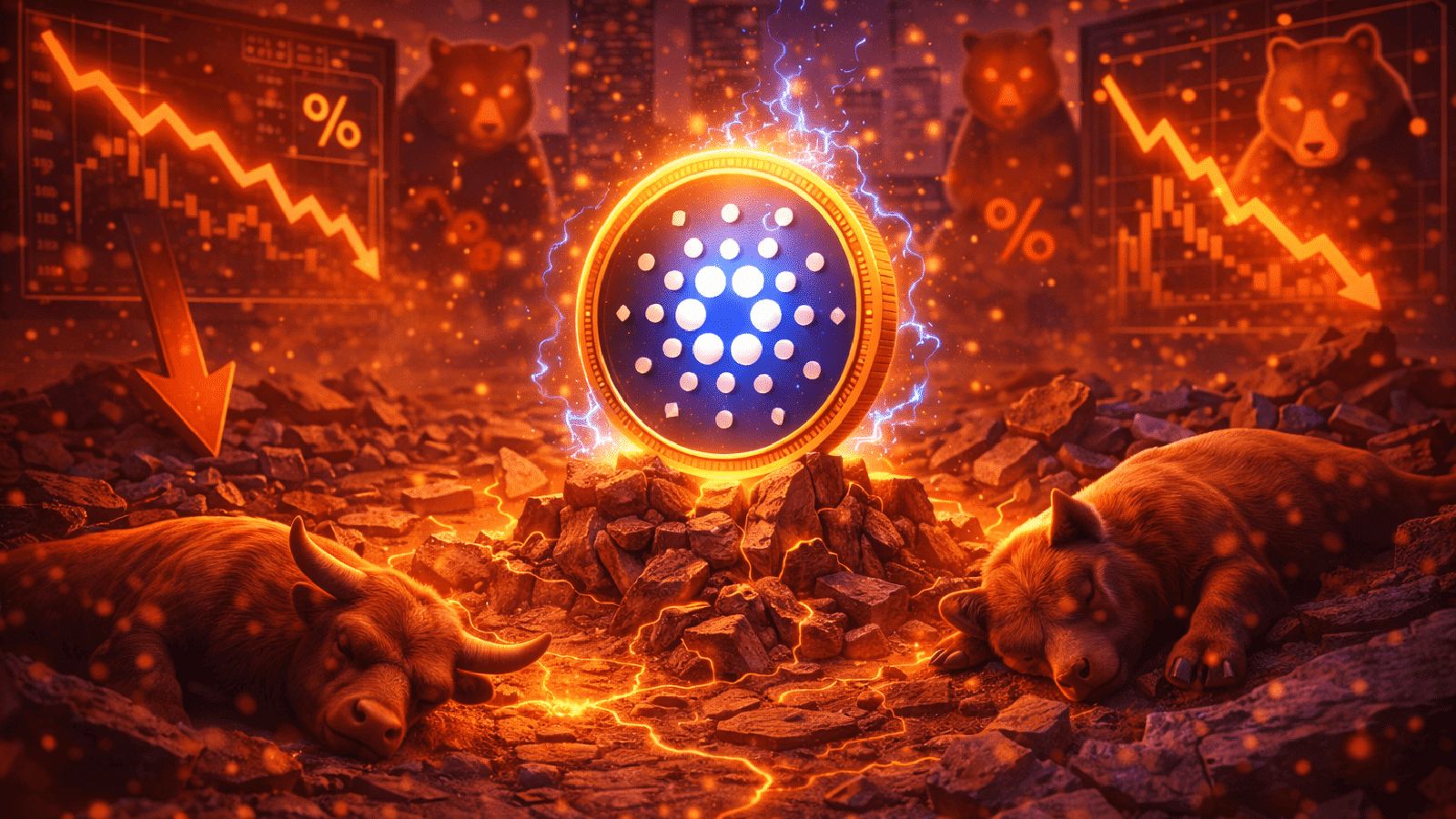 Cardano acima do fundo do mercado de baixa força real ou calmaria antes da queda