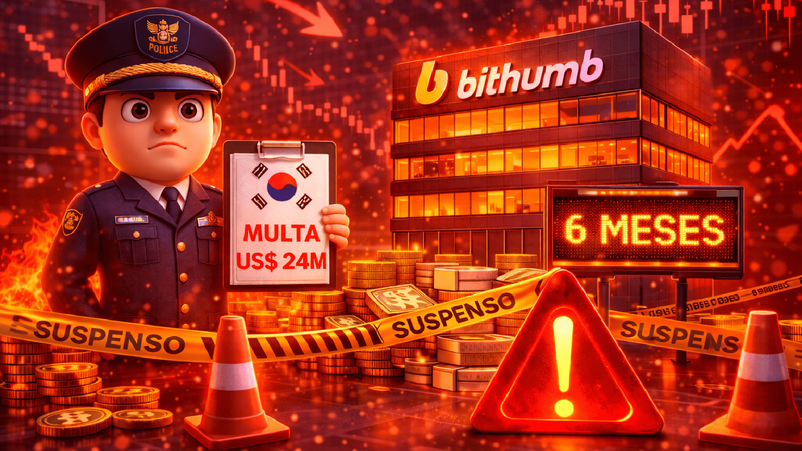 Coreia do Sul multa Bithumb em US$ 24 milhões e impõe suspensão parcial por 6 meses