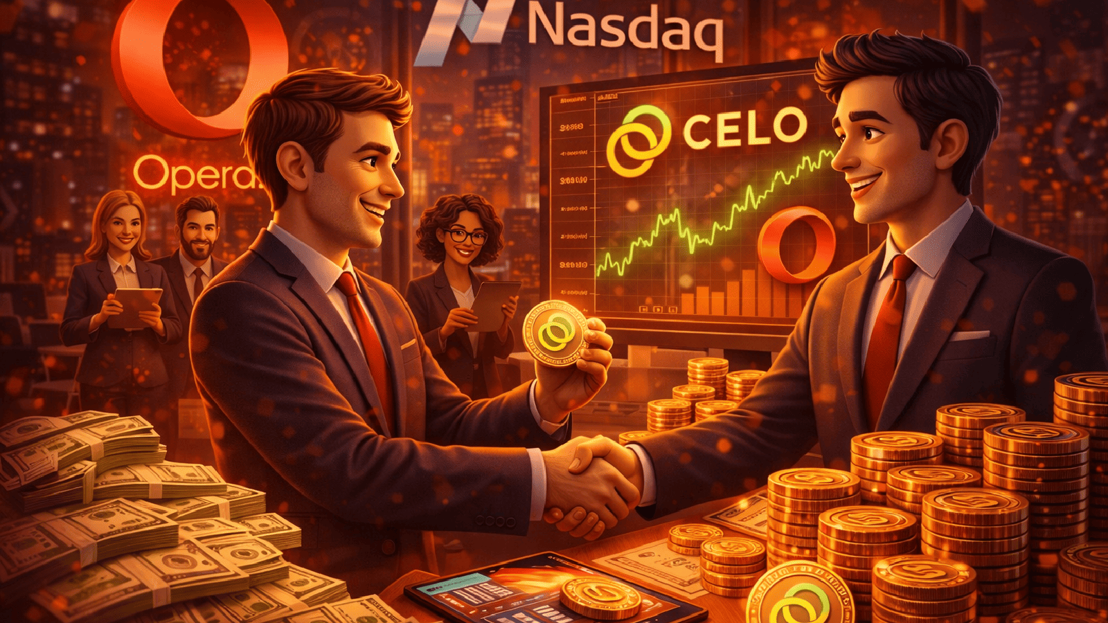 Opera listada na Nasdaq propõe acordo de US$ 160 milhões em CELO para substituir pagamentos em dinheiro