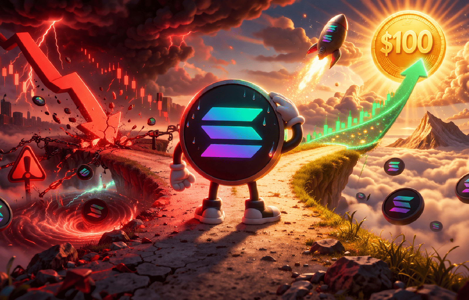 Solana em alerta com risco de colapso ou disparada até US$ 100