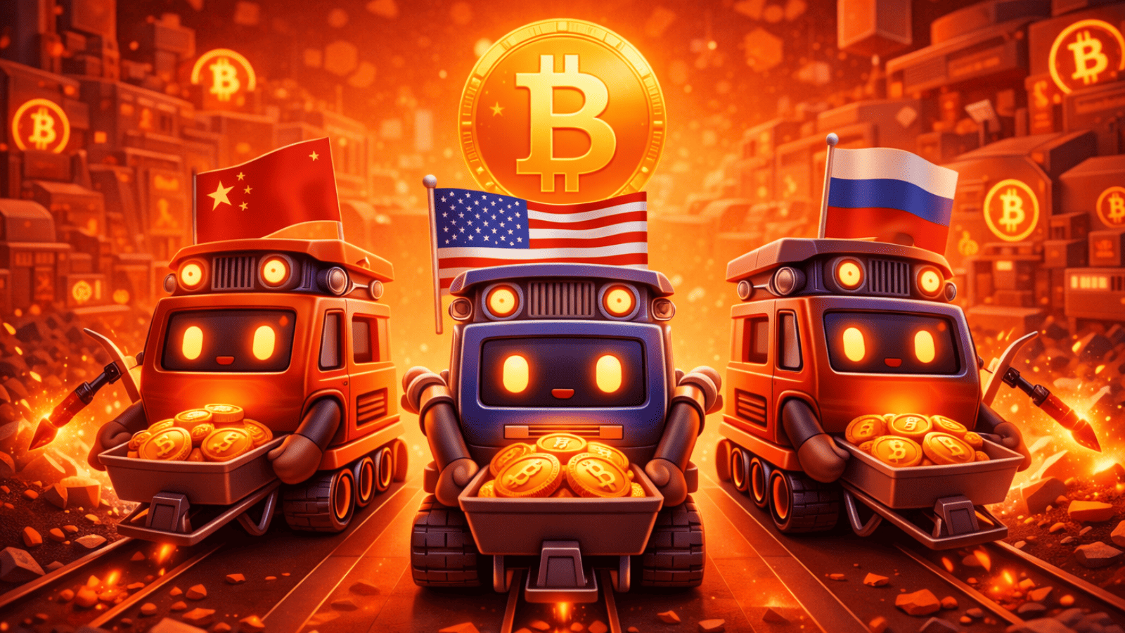 68% da mineração de Bitcoin se concentra em três países, revela relatório da CoinShares