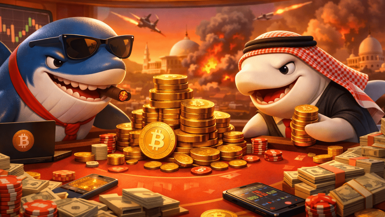 Batalha de baleias: US$ 51 Mi em apostas de Bitcoin em meio à crise do Oriente Médio