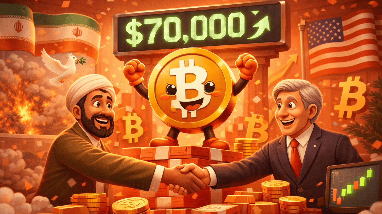 Bitcoin supera os US$ 70 mil após cessar-fogo: mercado virou ou é efeito passageiro?
