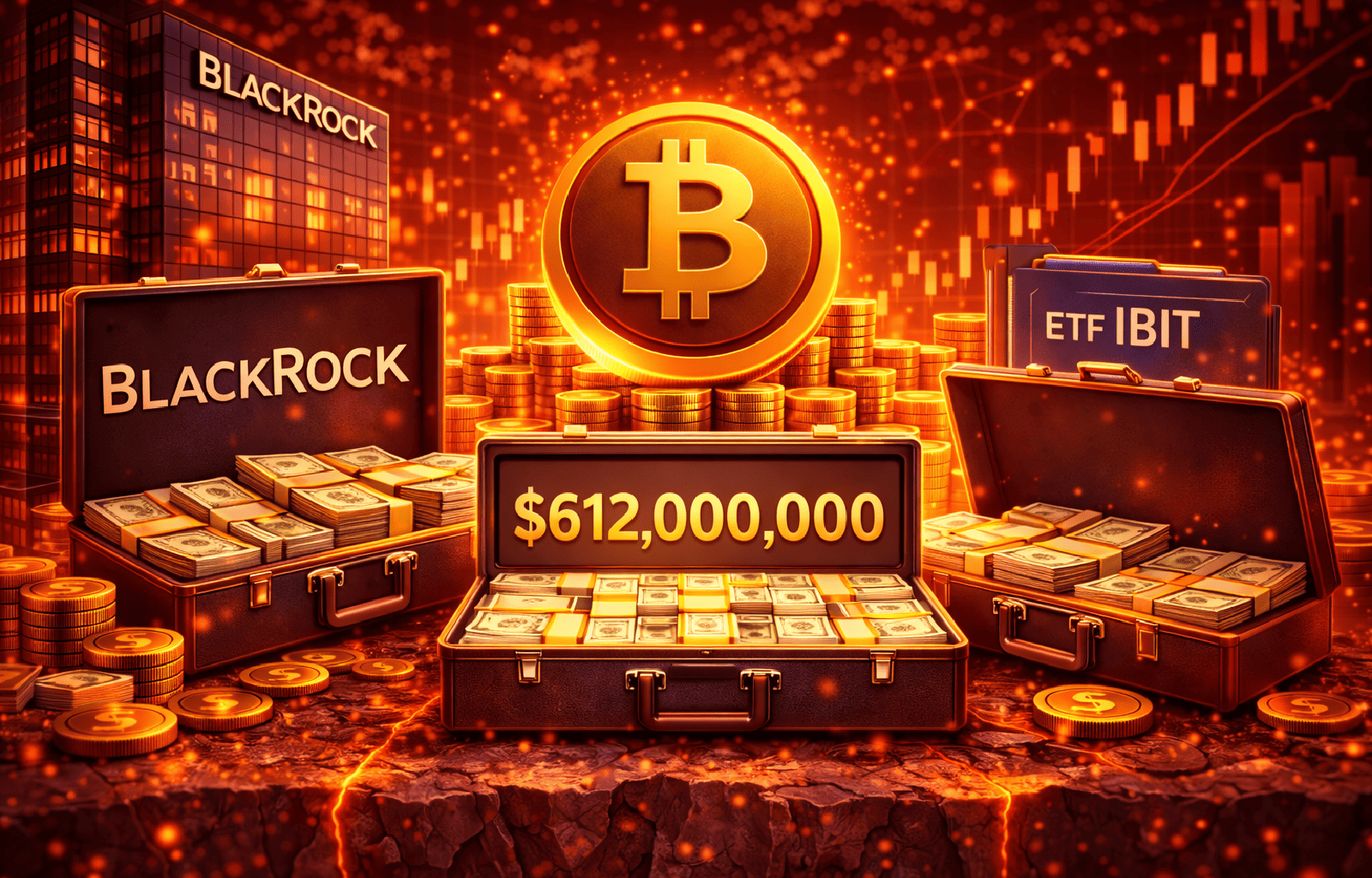 BlackRock acelera compra de Bitcoin e adiciona US$ 612 milhões por meio do ETF IBIT