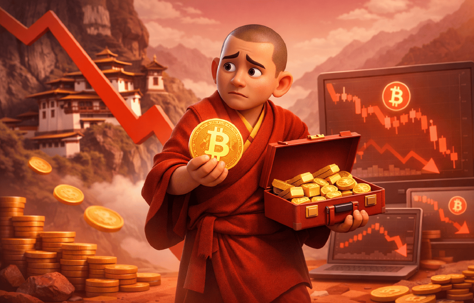 Butão movimenta US$ 23 milhões em Bitcoin com suas reservas caindo 70%