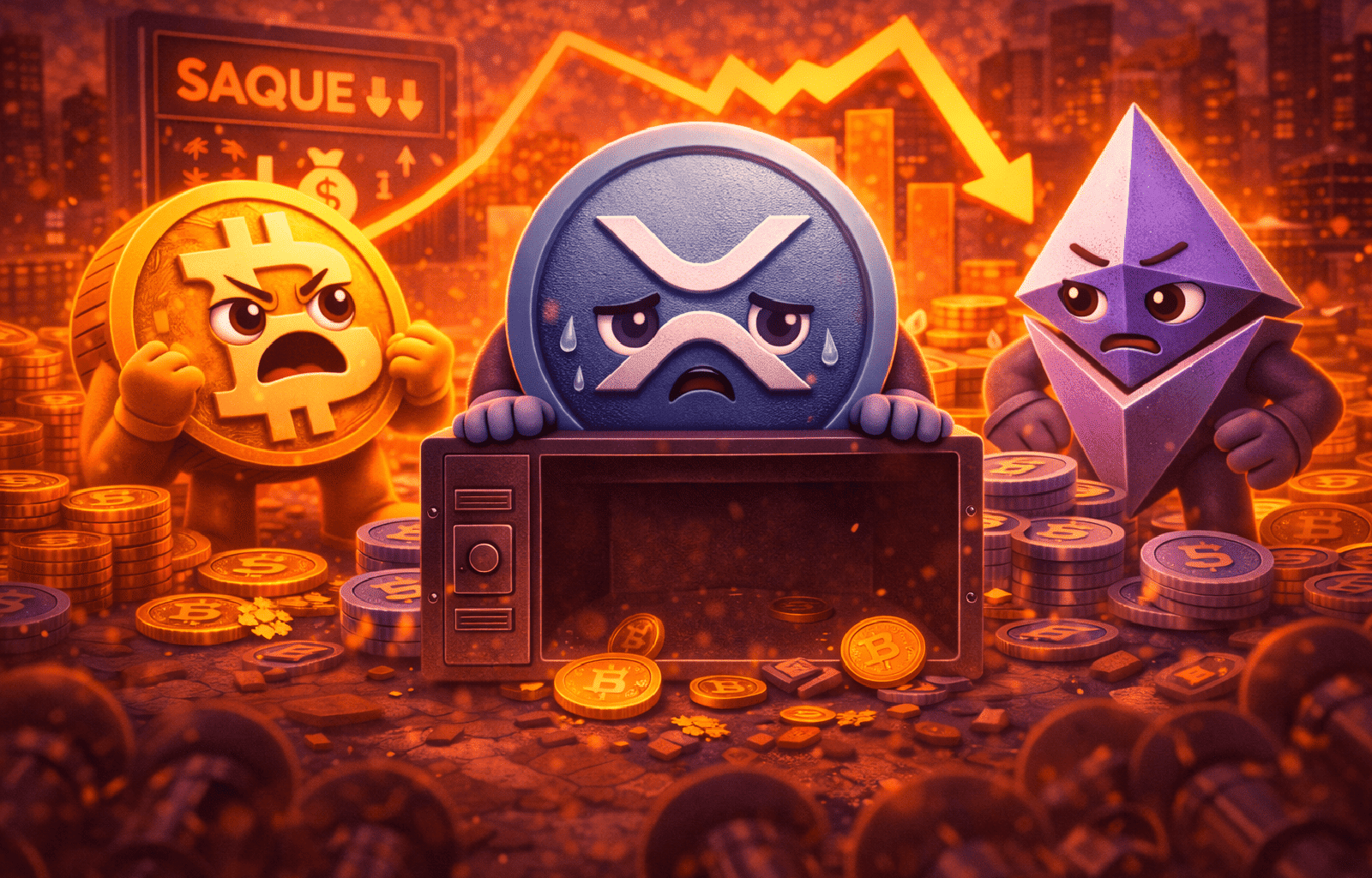 Mercado vira para o XRP US$ 3,56 milhões em saques derrubam tendência positiva