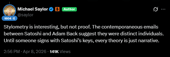 Entenda por que Adam Back não é Satoshi Nakamoto, segundo Saylor