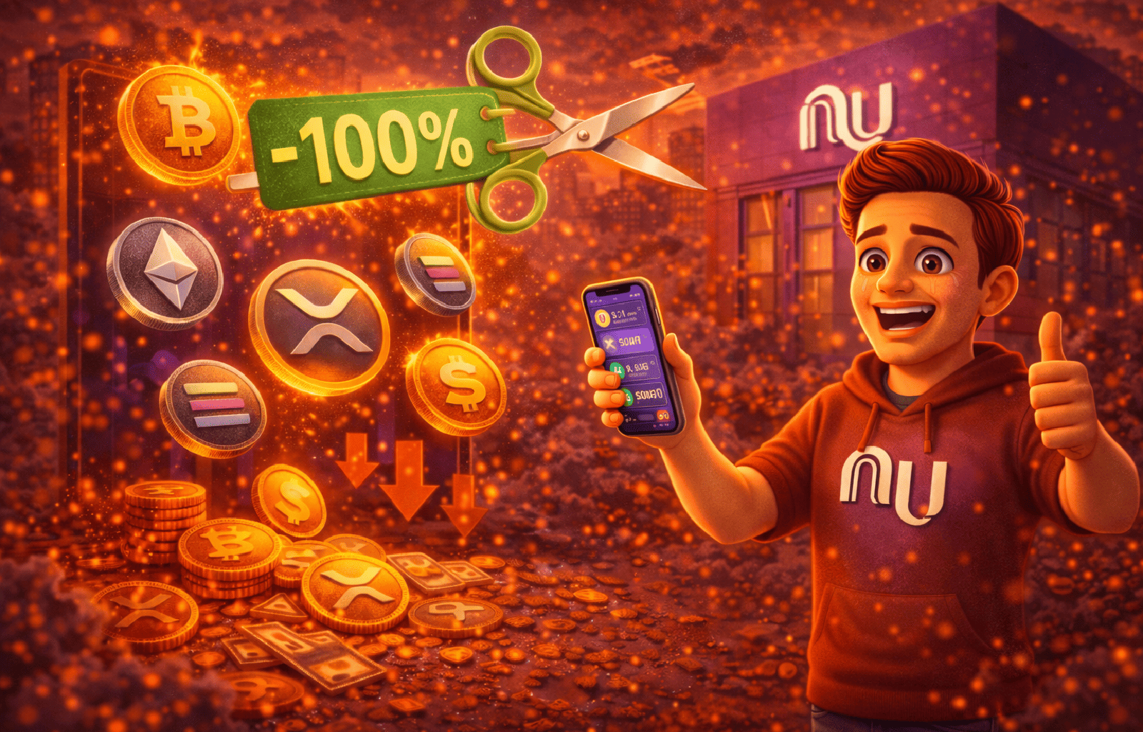Negociar criptomoedas no Nubank fica mais barato com cortes de até 100%