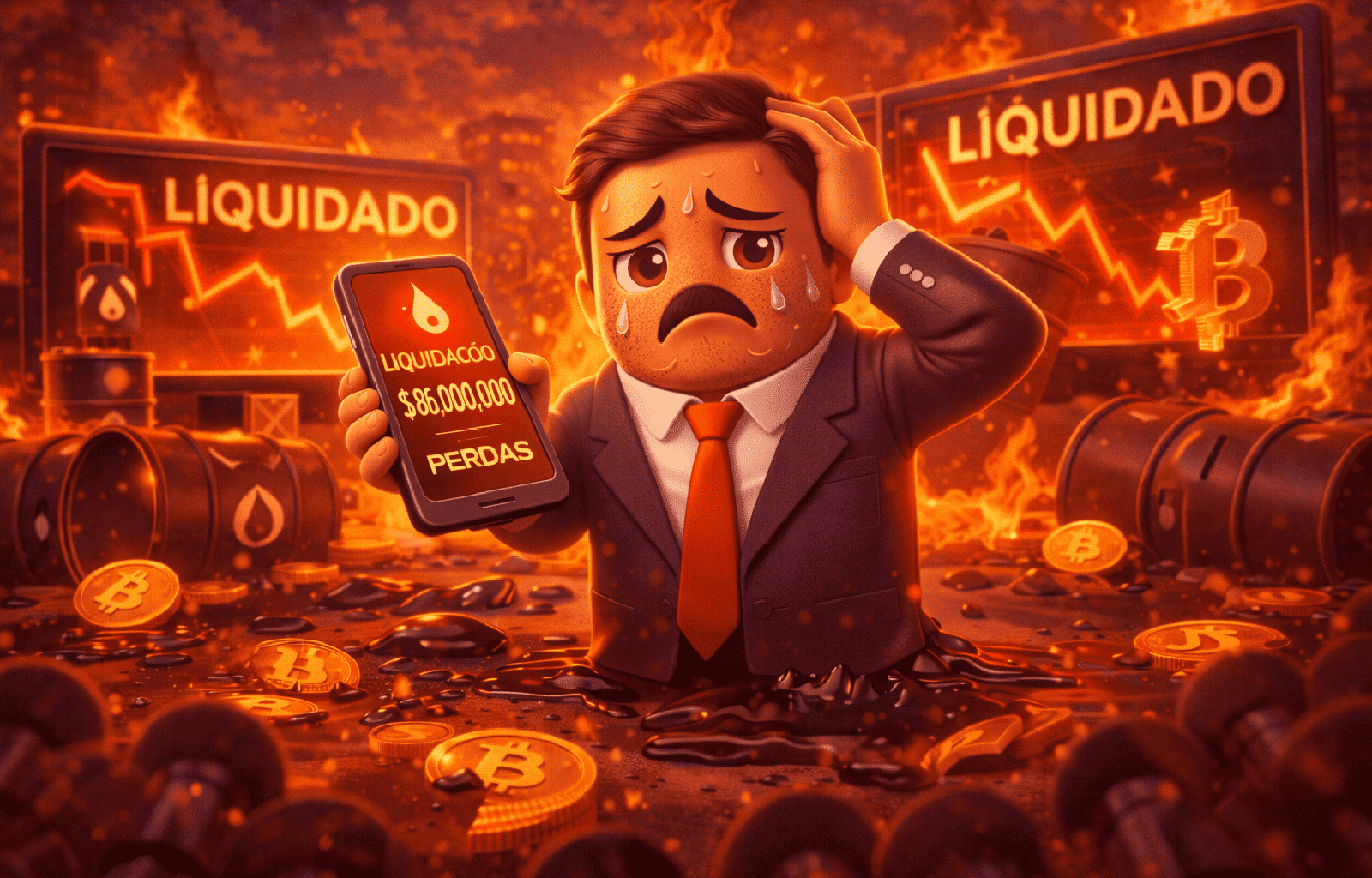 Trader perde US$ 17 milhões em petróleo tokenizado enquanto liquidações rivalizam com Bitcoin