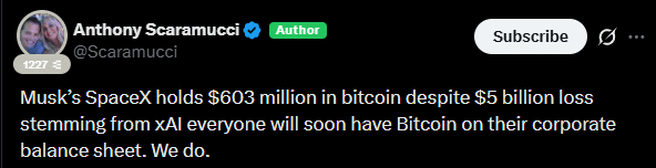 A jogada da SpaceX com Bitcoin pode forçar empresas a seguir o mesmo caminho