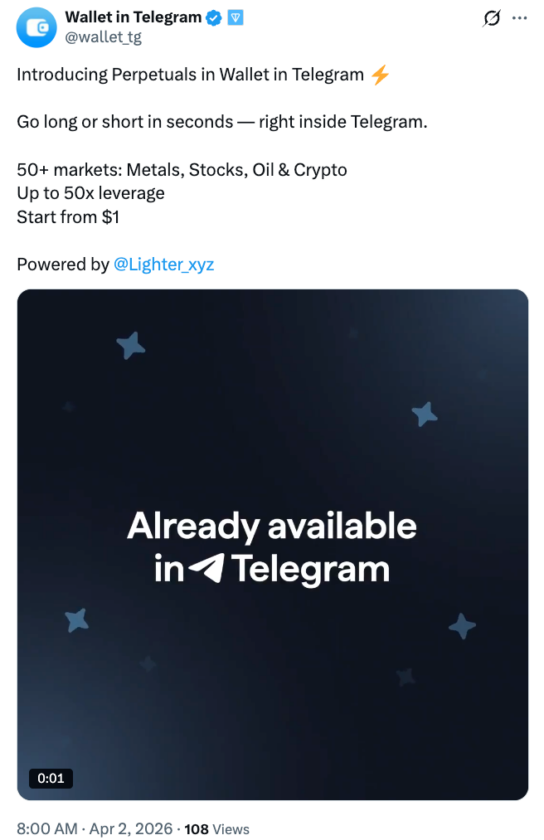 Telegram entra no jogo dos derivativos e lança futuros perpétuos com até 50x de alavancagem