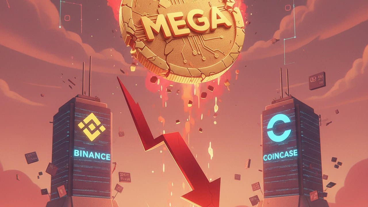 Token MEGA despenca 12% após estreia na Binance e Coinbase