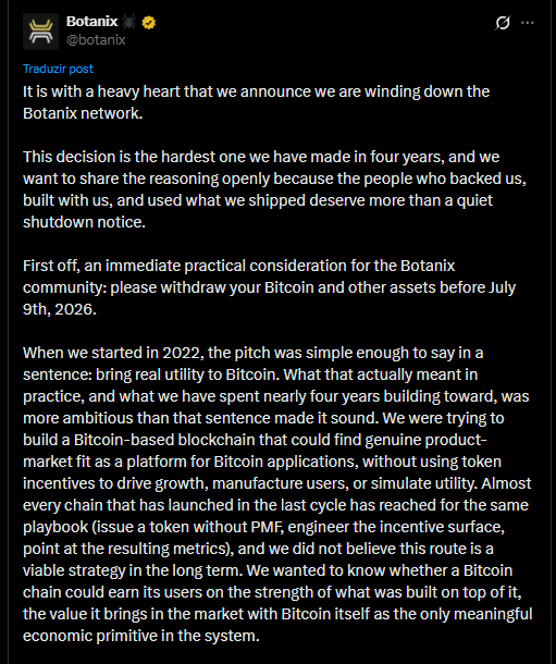 L2 do Bitcoin falencia